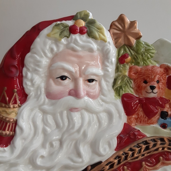 Fitz & Floyd DAMASK HOLIDAY Christmas Santa Serving Decorative Canape Plate - Picture 2 of 13